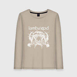 Лонгслив хлопковый женский Lamb of god - skull, цвет: миндальный