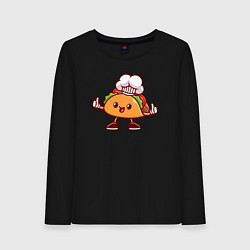 Лонгслив хлопковый женский Тако повар, цвет: черный