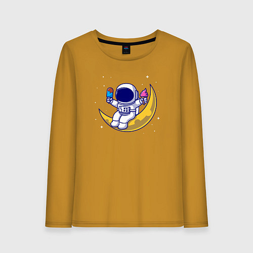 Женский лонгслив Космическое мороженое / Горчичный – фото 1