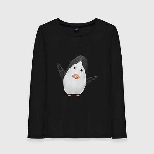 Женский лонгслив Cartoon penguin / Черный – фото 1