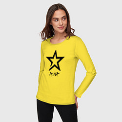 Лонгслив хлопковый женский Anna - star, цвет: желтый — фото 2