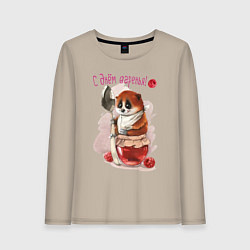 Лонгслив хлопковый женский С днем варенья, цвет: миндальный