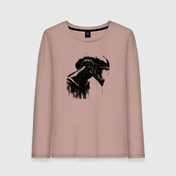 Лонгслив хлопковый женский Мощный ксеноморф, цвет: пыльно-розовый