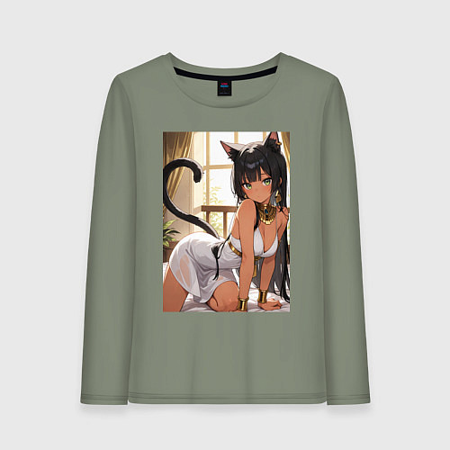 Женский лонгслив Сфинкс в древнем Египте / Авокадо – фото 1