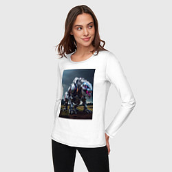 Лонгслив хлопковый женский Робот в стиле Horizon, цвет: белый — фото 2