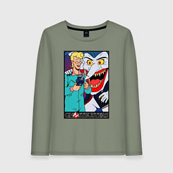 Лонгслив хлопковый женский Ghostbusters - Egon and goblin, цвет: авокадо