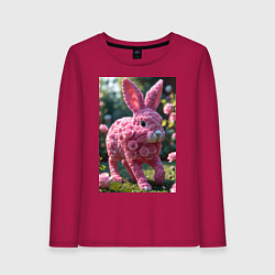 Лонгслив хлопковый женский Кролик из роз, цвет: маджента