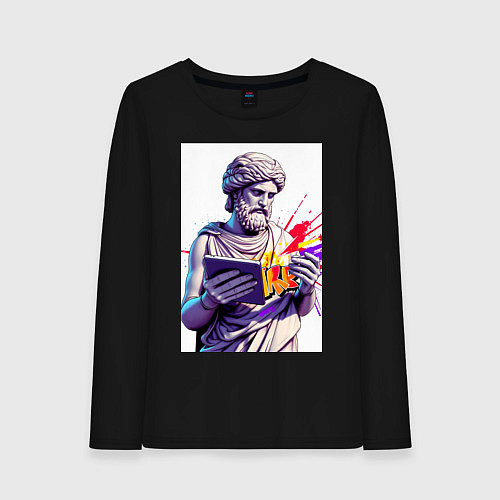 Женский лонгслив Античная статуя и граффити / Черный – фото 1