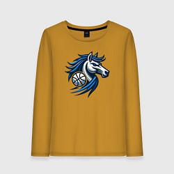 Лонгслив хлопковый женский Mavericks horse, цвет: горчичный
