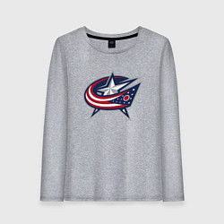 Лонгслив хлопковый женский Columbus blue jackets - hockey team - emblem, цвет: меланж