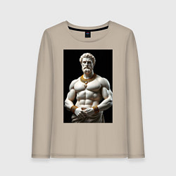 Лонгслив хлопковый женский Античный герой с цепочкой, цвет: миндальный