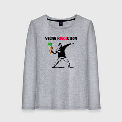 Лонгслив хлопковый женский Love vegan, цвет: меланж