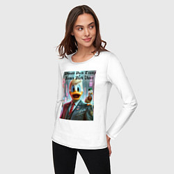 Лонгслив хлопковый женский Donald Duck Trump and James Duck Vance, цвет: белый — фото 2