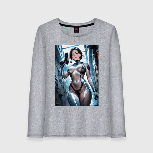 Женский лонгслив Девушка-наемница / Меланж – фото 1