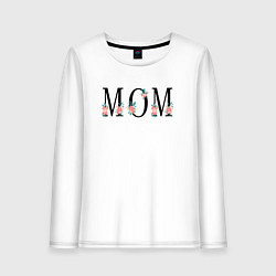 Лонгслив хлопковый женский Надпись мама на английском, цвет: белый