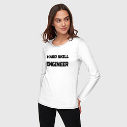 Лонгслив хлопковый женский Hard skill engineer, цвет: белый — фото 2