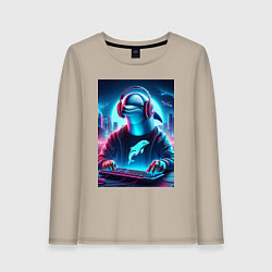 Лонгслив хлопковый женский Dolphin is esports player - ai art fantasy, цвет: миндальный
