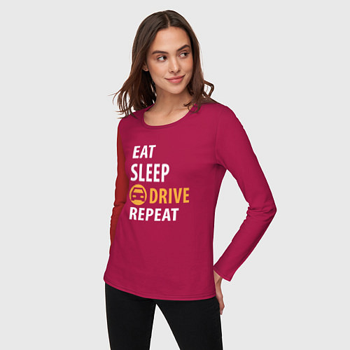 Женский лонгслив Eat sleep drive / Маджента – фото 3