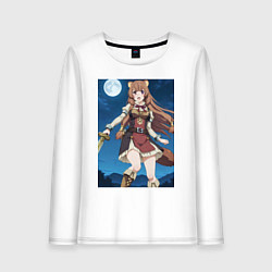 Лонгслив хлопковый женский Рафталия сражается в ночи, цвет: белый