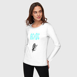Лонгслив хлопковый женский AcDc Angus Young, цвет: белый — фото 2
