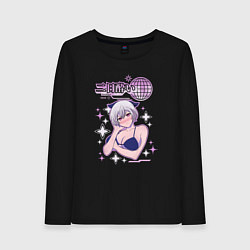 Лонгслив хлопковый женский Futsukayoi,Y2K стиль, цвет: черный