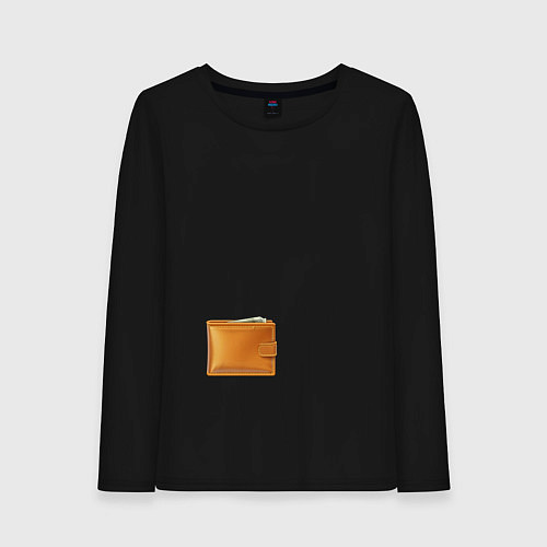 Женский лонгслив Кошелек с деньгами / Черный – фото 1