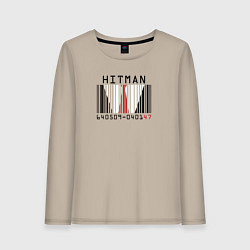 Лонгслив хлопковый женский Hitman - штрих код, цвет: миндальный