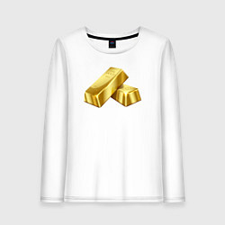 Лонгслив хлопковый женский Два слитка золота, цвет: белый