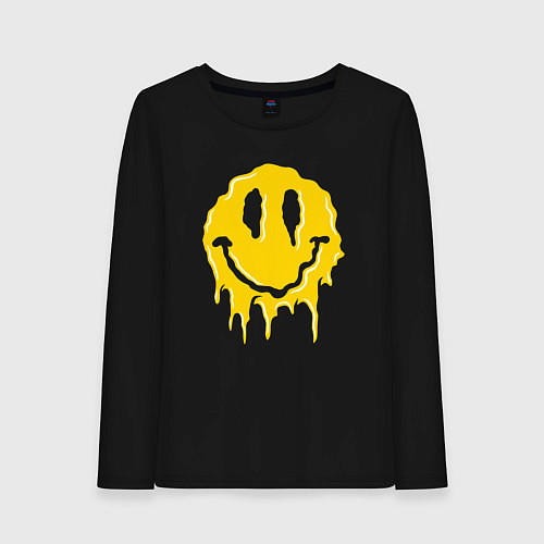 Женский лонгслив Dripping smile / Черный – фото 1