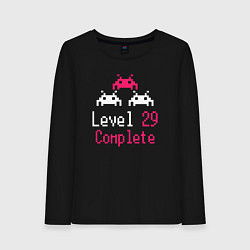 Лонгслив хлопковый женский Уровень 29 пройден, цвет: черный