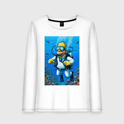 Лонгслив хлопковый женский Homer diving - ai art fantasy, цвет: белый