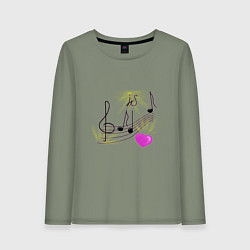 Женский лонгслив Музыка это моя любовь на светлом фоне