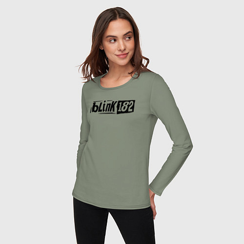 Женский лонгслив Blink 182 трафарет черный / Авокадо – фото 3