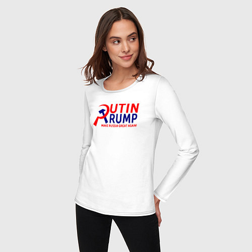 Женский лонгслив Putin Trump / Белый – фото 3