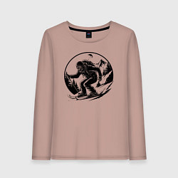 Лонгслив хлопковый женский Зомби лыжник, цвет: пыльно-розовый