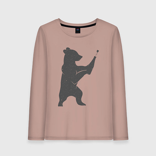 Женский лонгслив Мишка с шампанским / Пыльно-розовый – фото 1