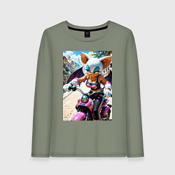 Лонгслив хлопковый женский Руж из Somic едет на мотоцикле, цвет: авокадо