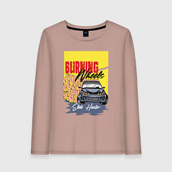 Лонгслив хлопковый женский Burning wheels, цвет: пыльно-розовый