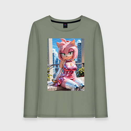 Женский лонгслив Эми Роуз из Somic строит глазки / Авокадо – фото 1