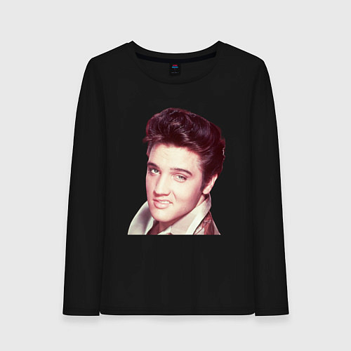 Женский лонгслив Портрет короля рок-н-рола Элвиса Пресли / Черный – фото 1