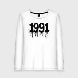 Лонгслив хлопковый женский Черной краской 1991, цвет: белый