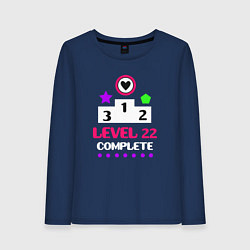 Лонгслив хлопковый женский 22 уровень пройден, цвет: тёмно-синий