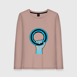 Лонгслив хлопковый женский Tron disk, цвет: пыльно-розовый