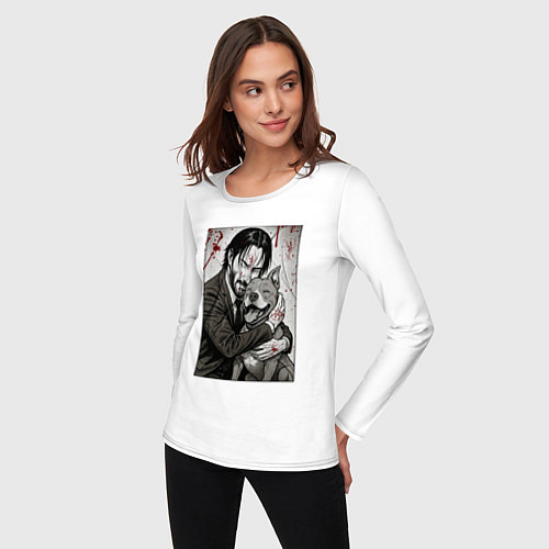 Женский лонгслив Джон Уик постер / Белый – фото 3