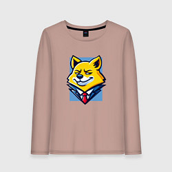 Лонгслив хлопковый женский Ехидный лис, цвет: пыльно-розовый
