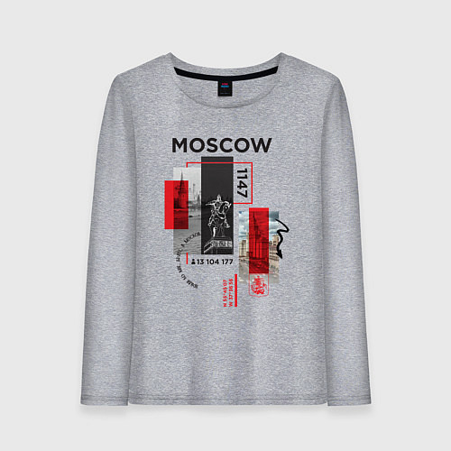 Женский лонгслив Москва коллаж / Меланж – фото 1