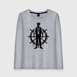 Женский лонгслив Капитан и штурвал граффити