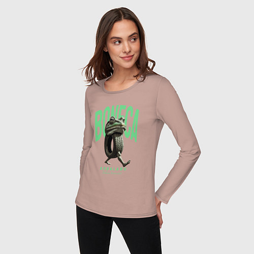 Женский лонгслив Итальянский мем Бонека Амбалабу / Пыльно-розовый – фото 3