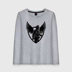 Лонгслив хлопковый женский Огненный страж с крыльями, цвет: меланж