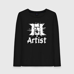 Лонгслив хлопковый женский Художник логотип с кистью, цвет: черный